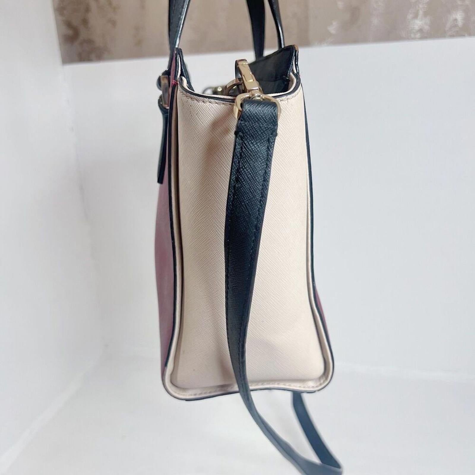 Kate Spade Cameron Street Small Hayden Burgundy Cream Leather Structured Handbag