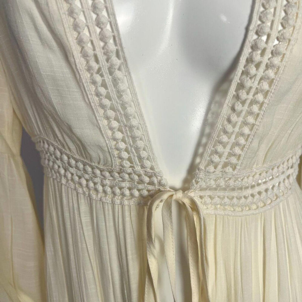 Cream Gauze Lace Duster Cardigan Coverup Boho Chic Coachella