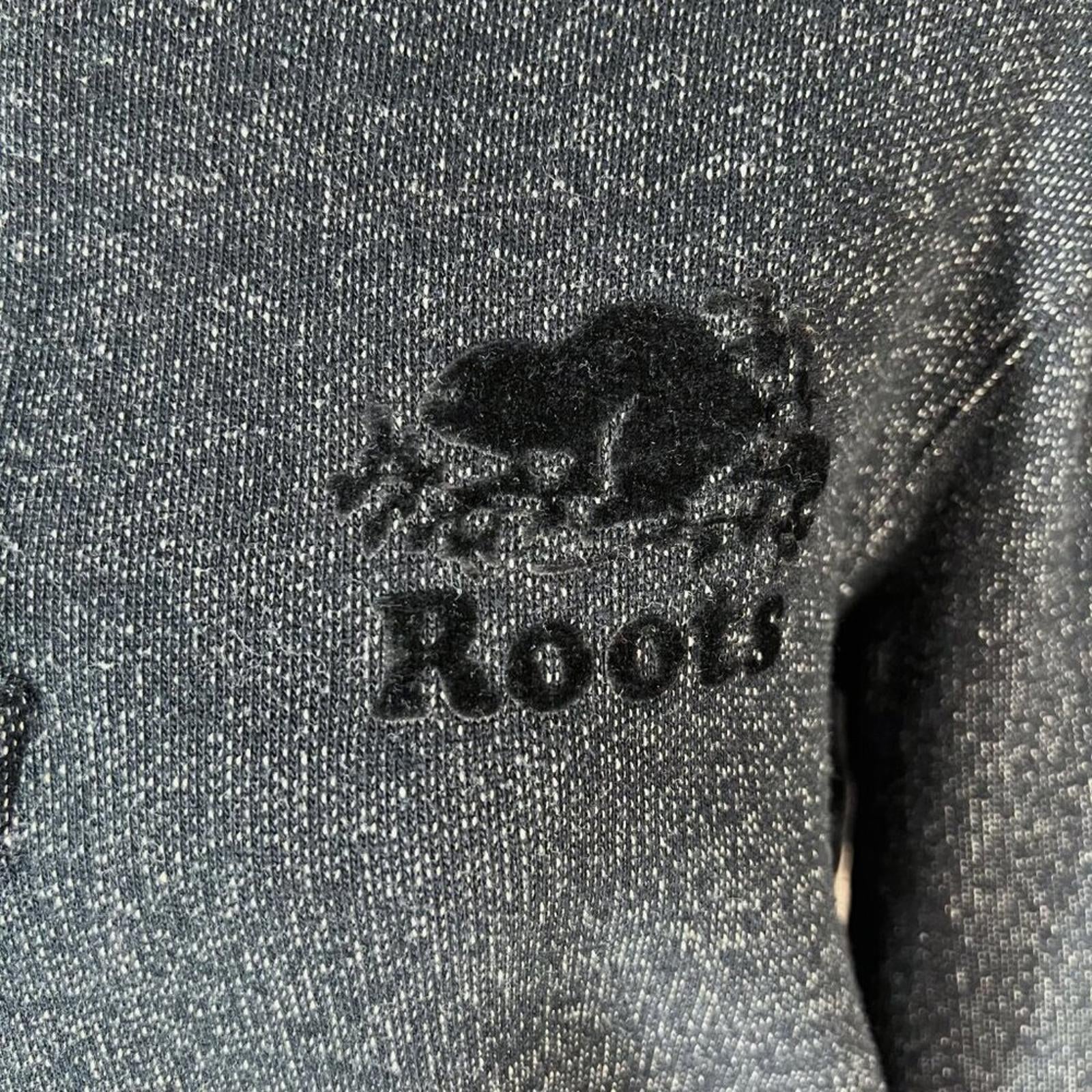 Roots Men's Black White Original Half Zip Sweatshirt Jacket Beaver Size M