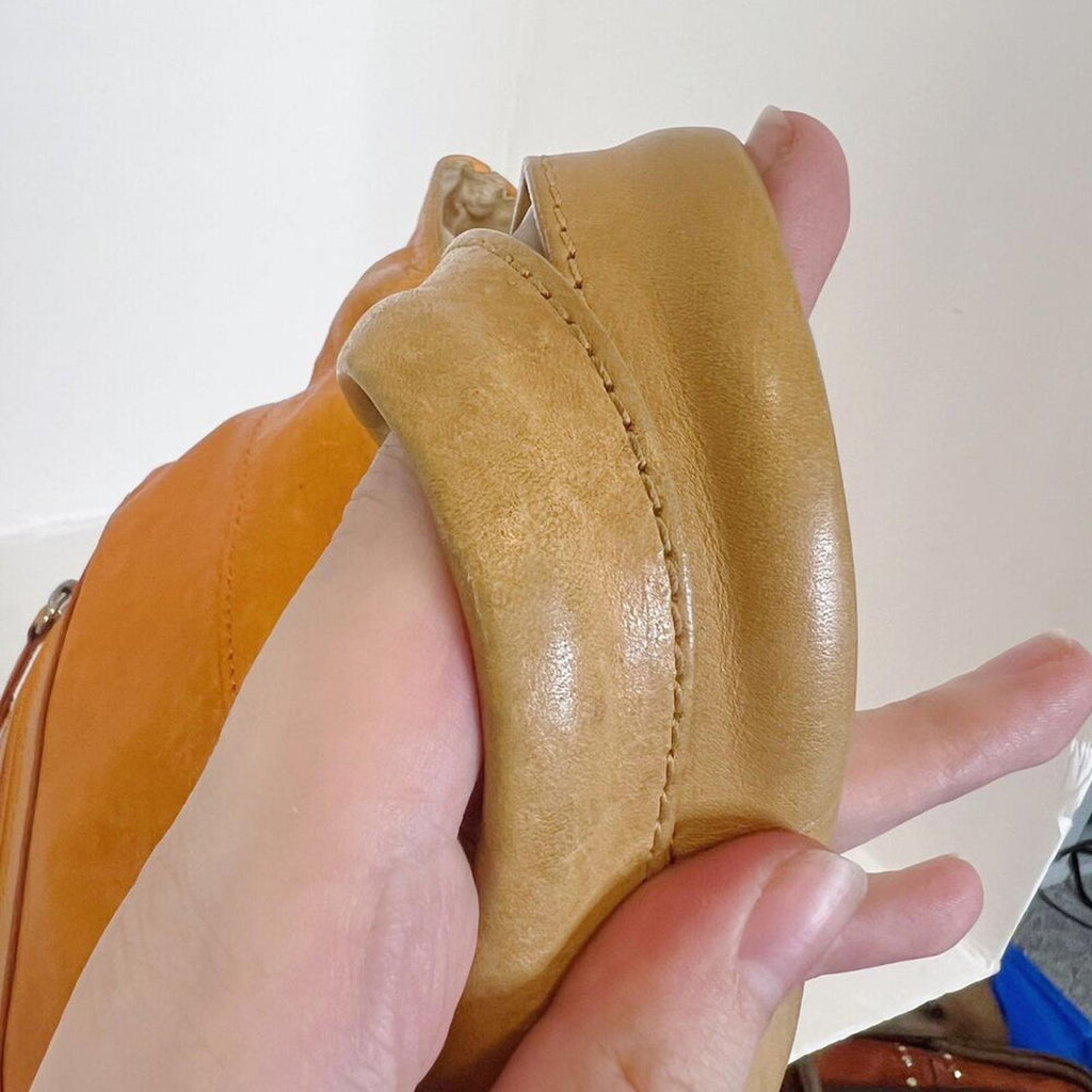 Maurizio Taiuti Italian Orange Leather Handbag Crossbody Purse
