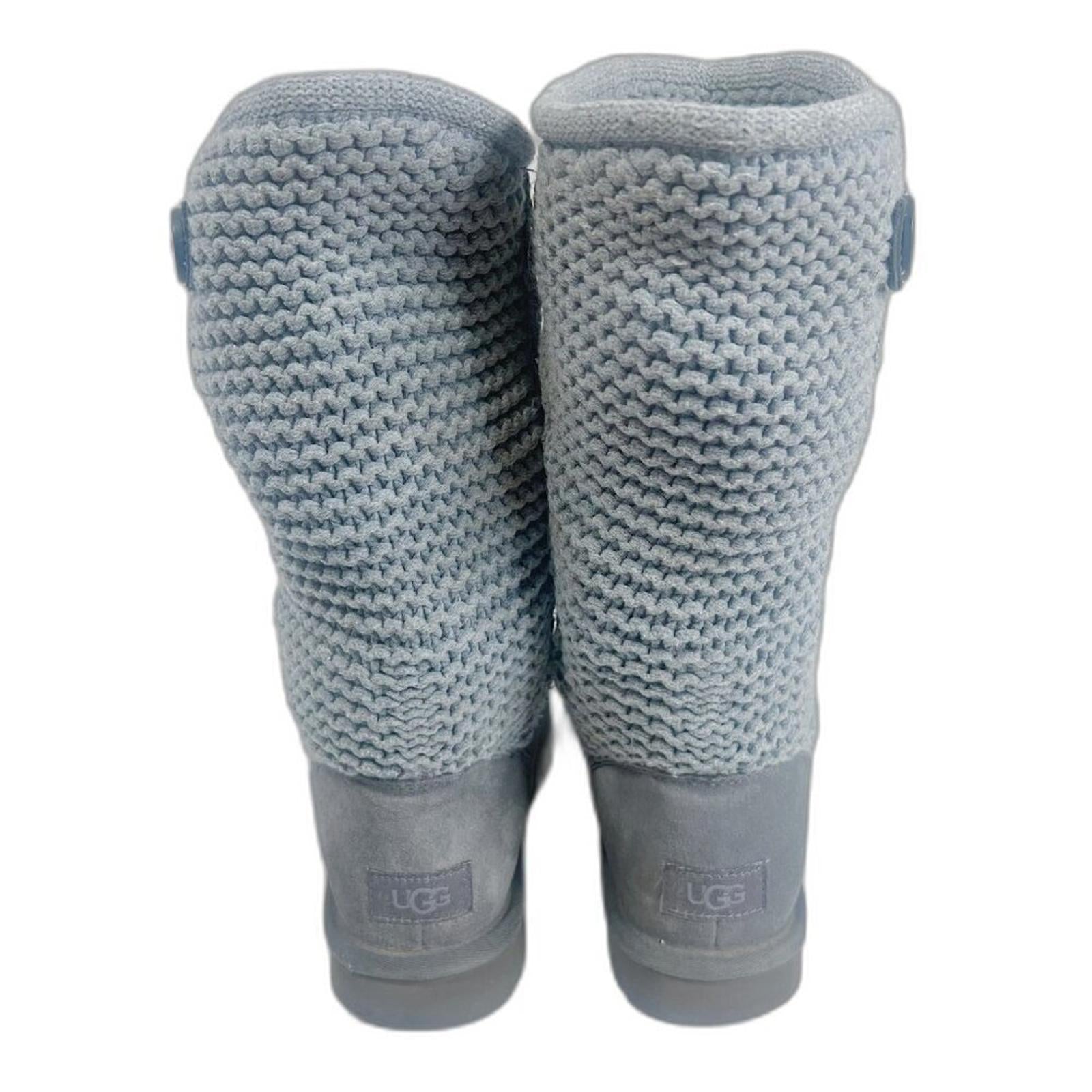 UGG Australia Shaina Boots Grey Charcoal Knit Tall Boots Foldover Size 7