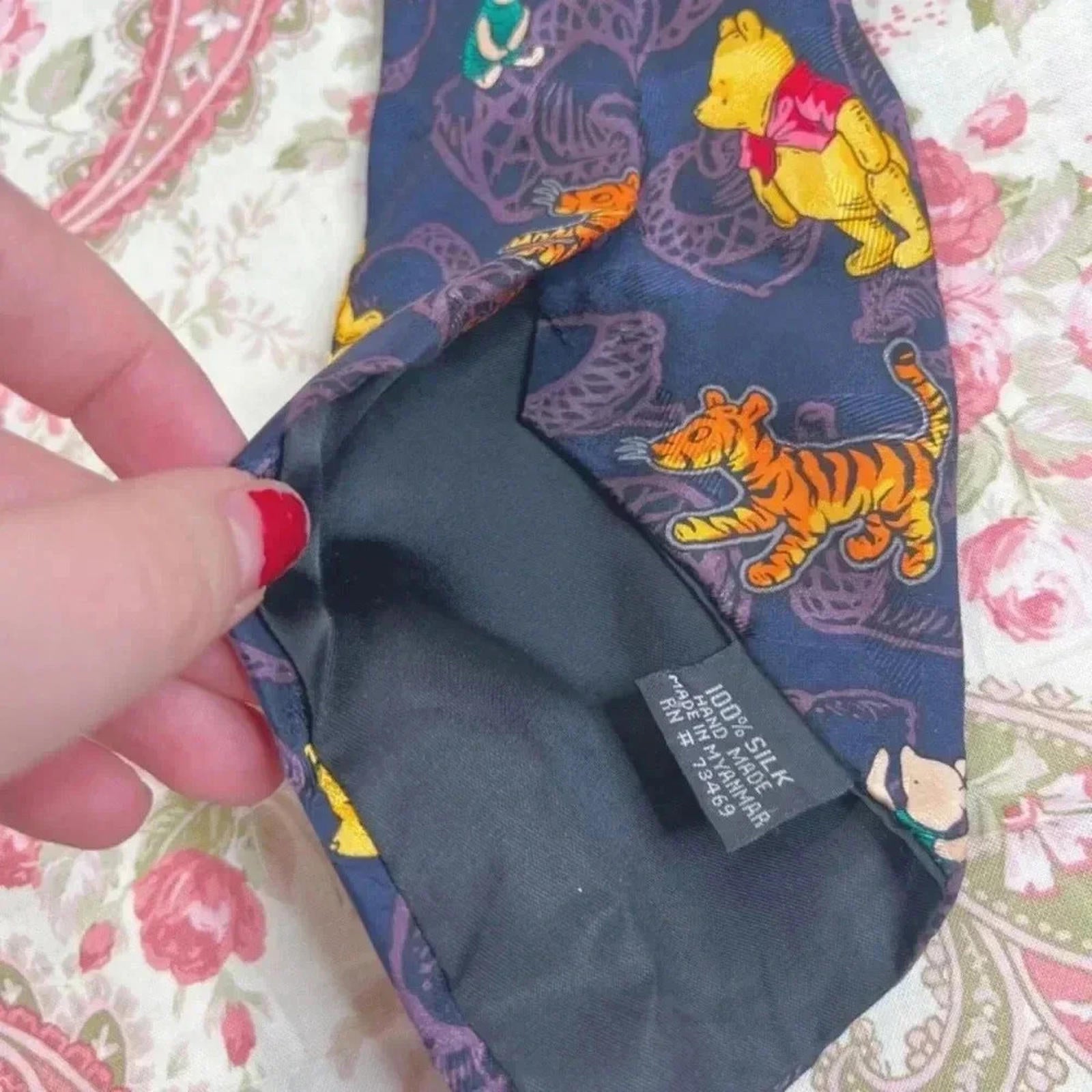 Disney Winnie the Pooh Disney Silk Tie Wide Tie Navy Blue Father's Day Birthday