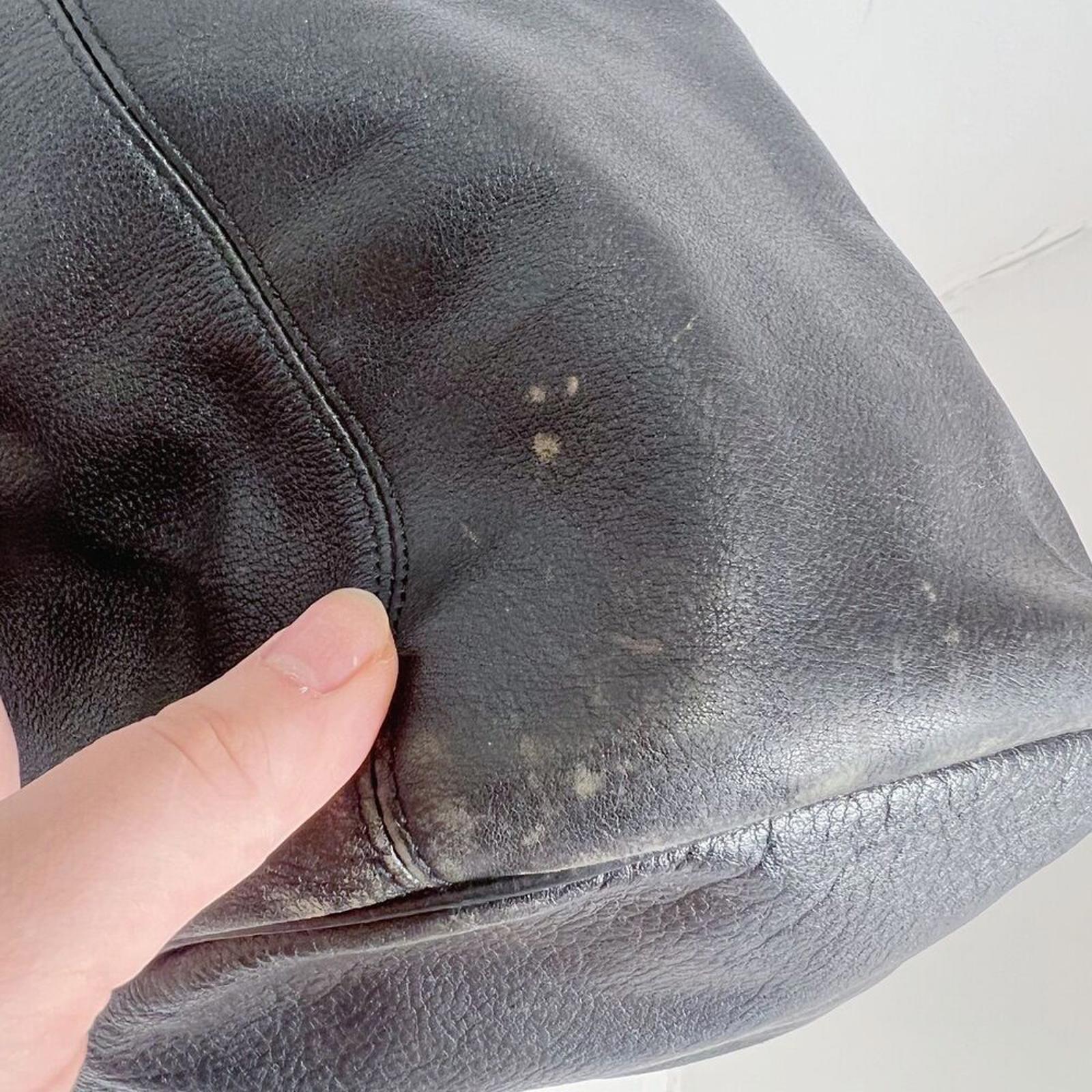 Longchamp RARE Vintage 90s Black Leather Drawstring Backpack Bag