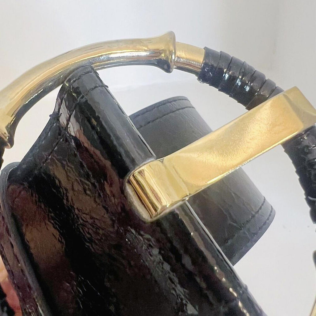 y2k Vintage Black Patent Leather Chunky Waist Belt Dress Belt Size 32 Boho