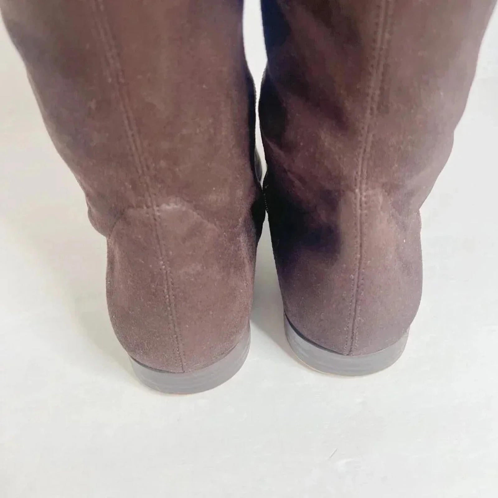 Nine West Brown Leather Faux Suede Knee High Pointed Toe Boots Size 10