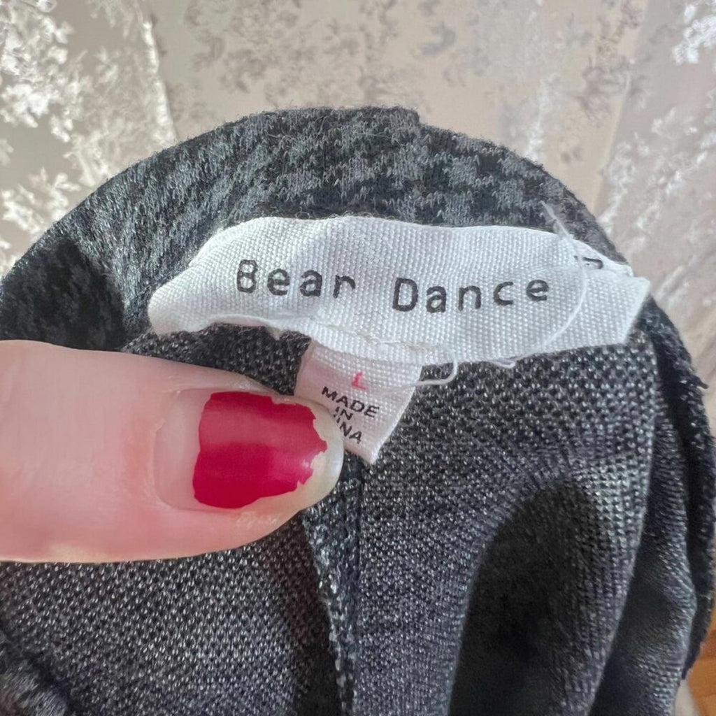 Bear Dance Black and Grey Houndstooth Flared Pants Women's Size L