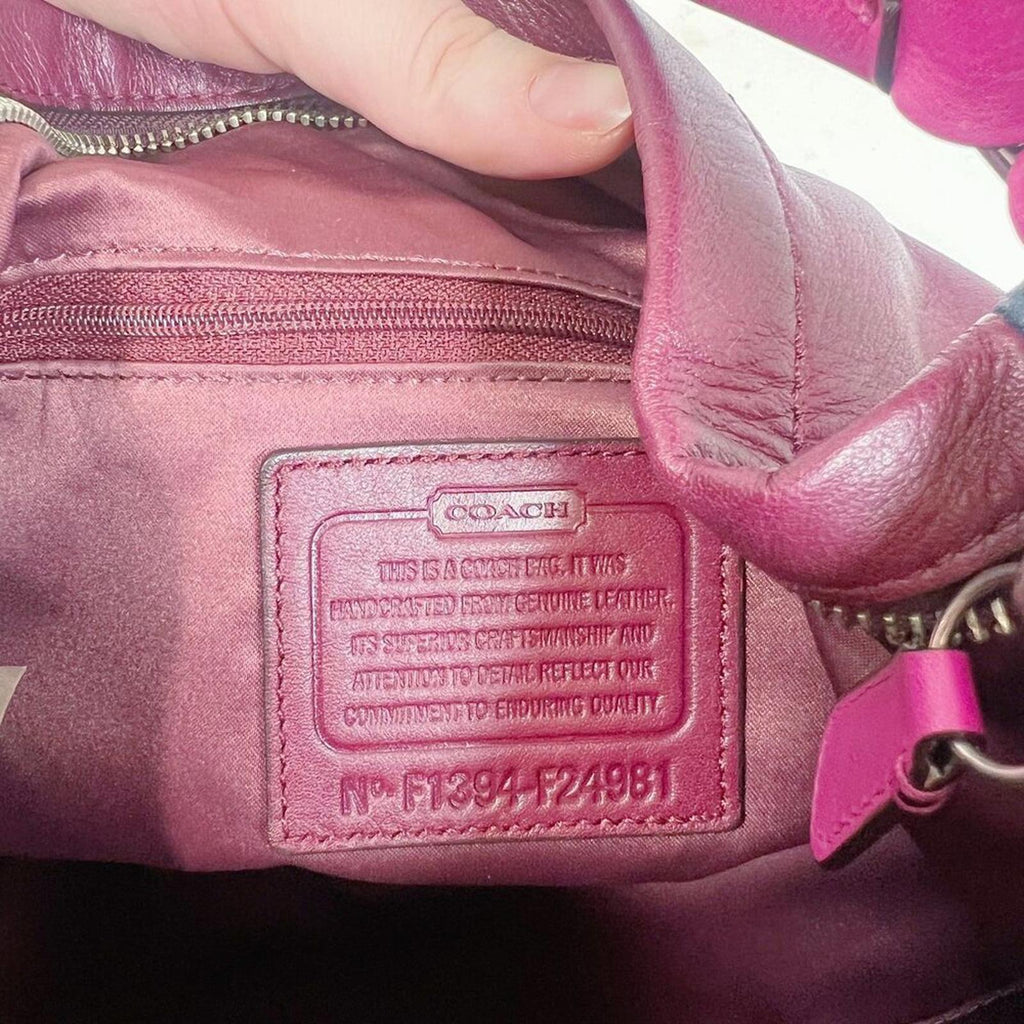 Coach Park Quilted Color Block Hobo Bag Maroon Pink Navy Blue Leather Bag
