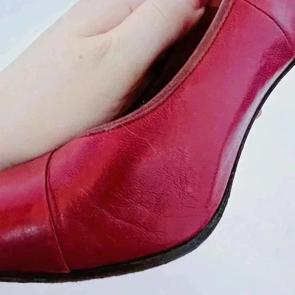 YSL Yves Saint Laurent Vintage Dark Red Leather Pumps Heels Pumps Size 8 US