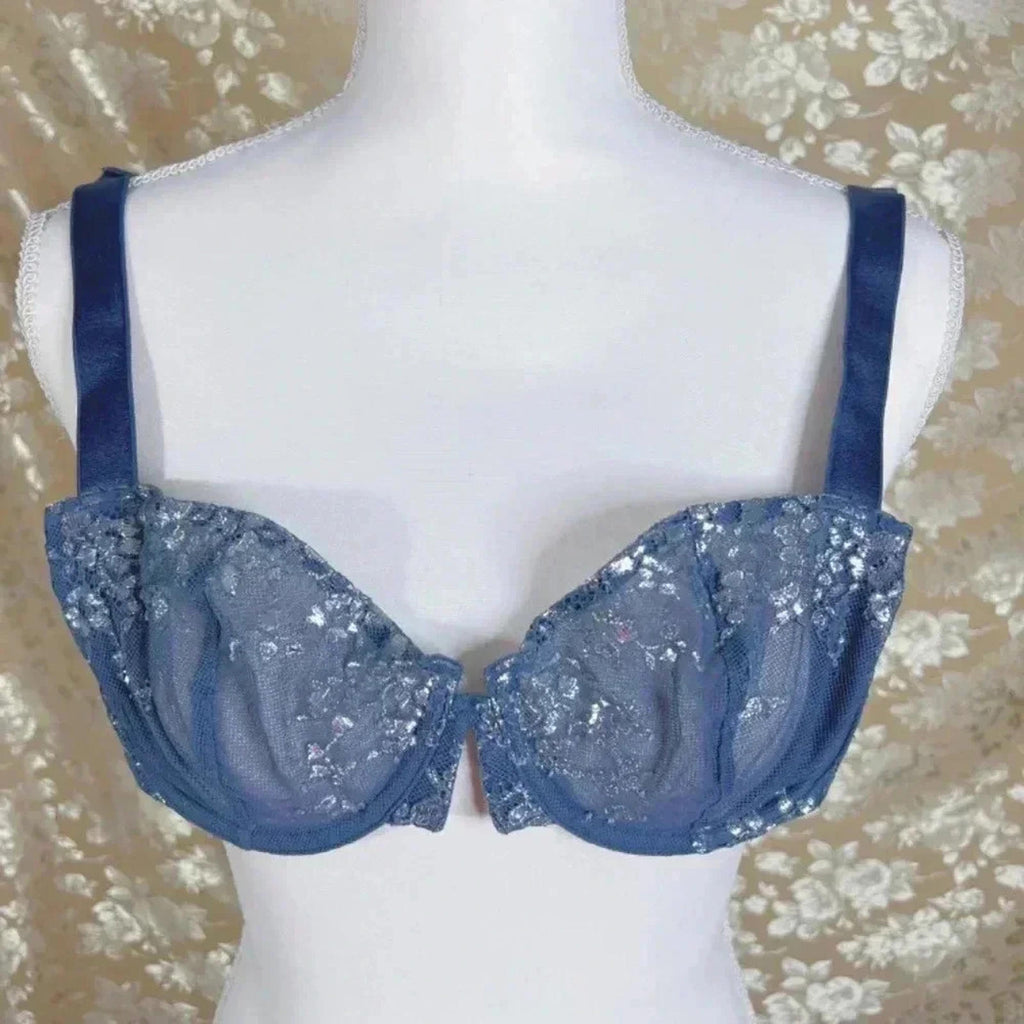 Victoria's Secret Very Sexy Unlined Balconet Bra Grey and Silver 32D