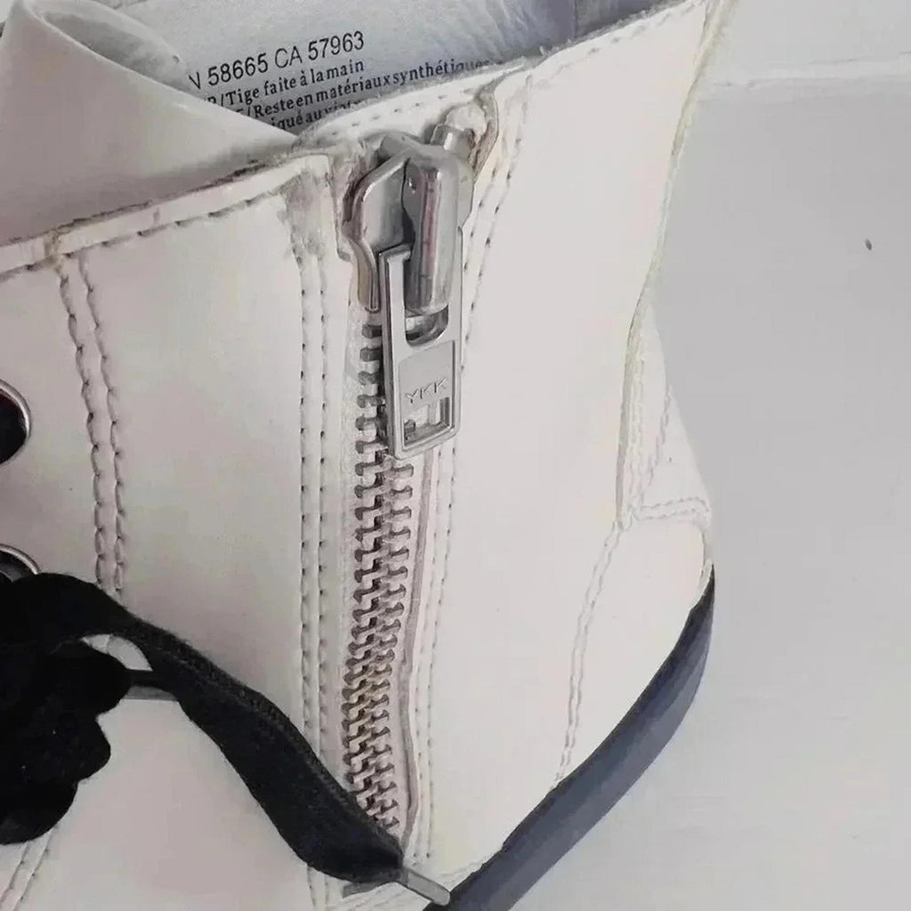 BP White Faux Leather Combat Boots Moto Boots Women's Size 9
