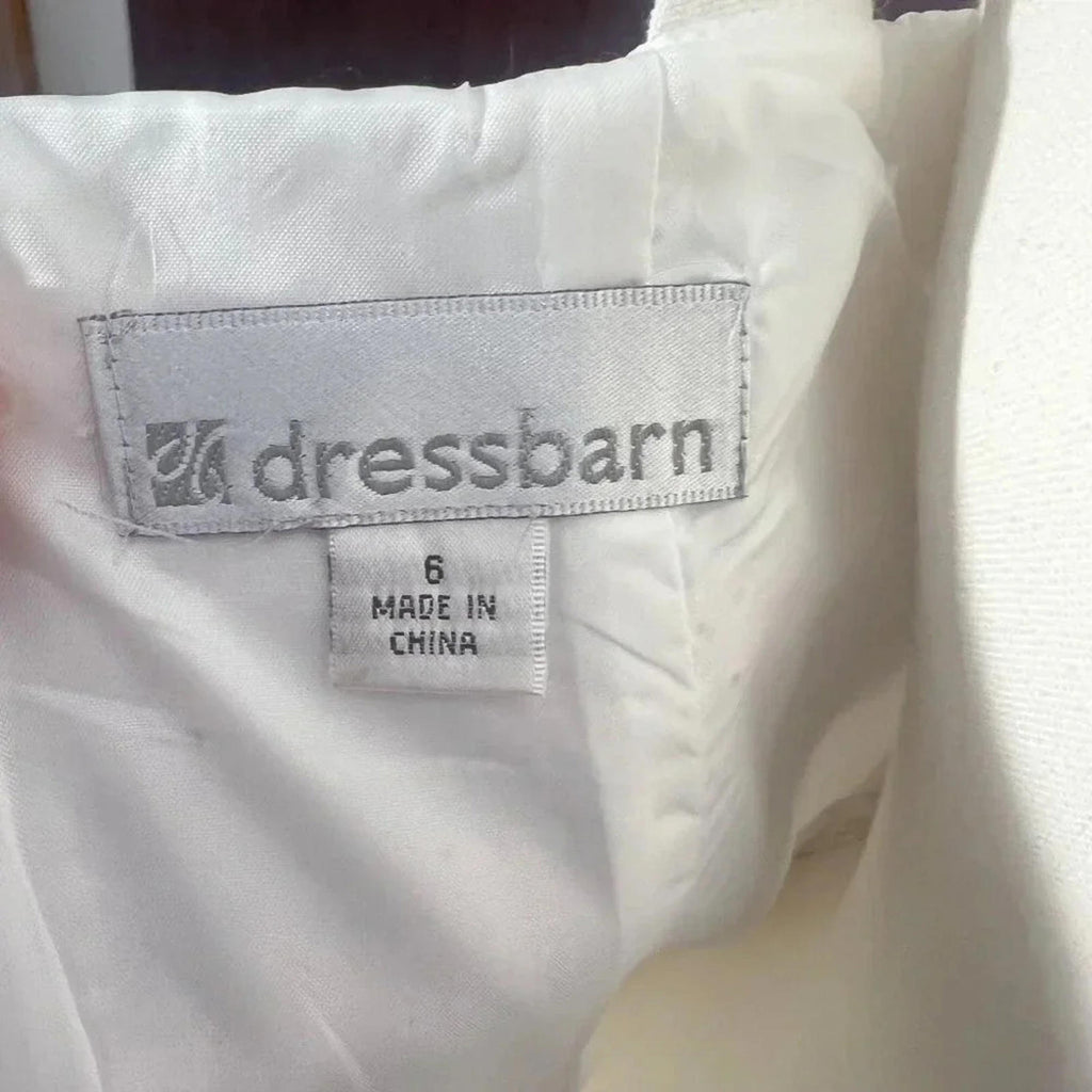 Dress Barn White Linen Dress Eyelet Floral Embroidery With Cardigan Size 6