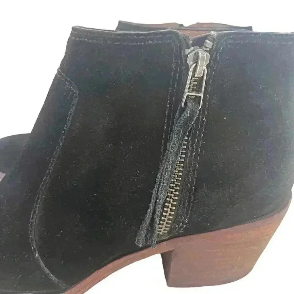 Madewell Black Suede Booties Ankle Boots Leather Women's Size 9.5
