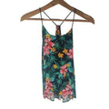 ❤️ 3/$15 No Boundaries Tropical Black Orange Green Flowy Tank Top Floral Size M