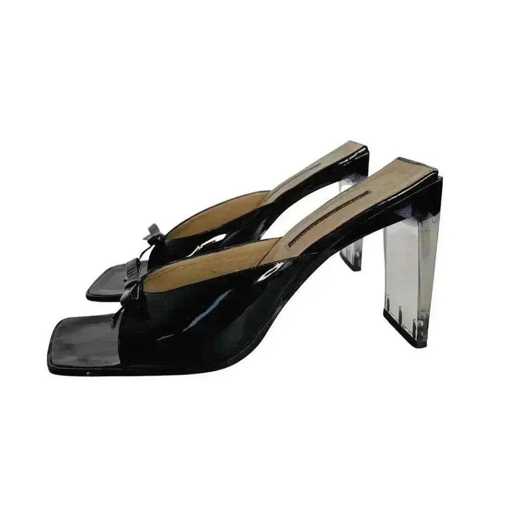 Y2K Pied A Terre Vintage Patent Leather Square Toe Acrylic Heels