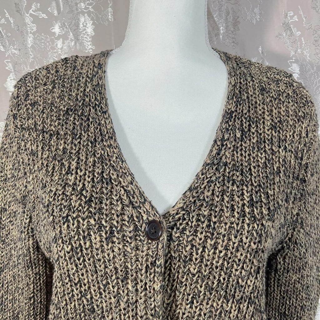 Ralph Lauren Vintage Chunky Knit Button Up Cardigan Tan and Brown Size L