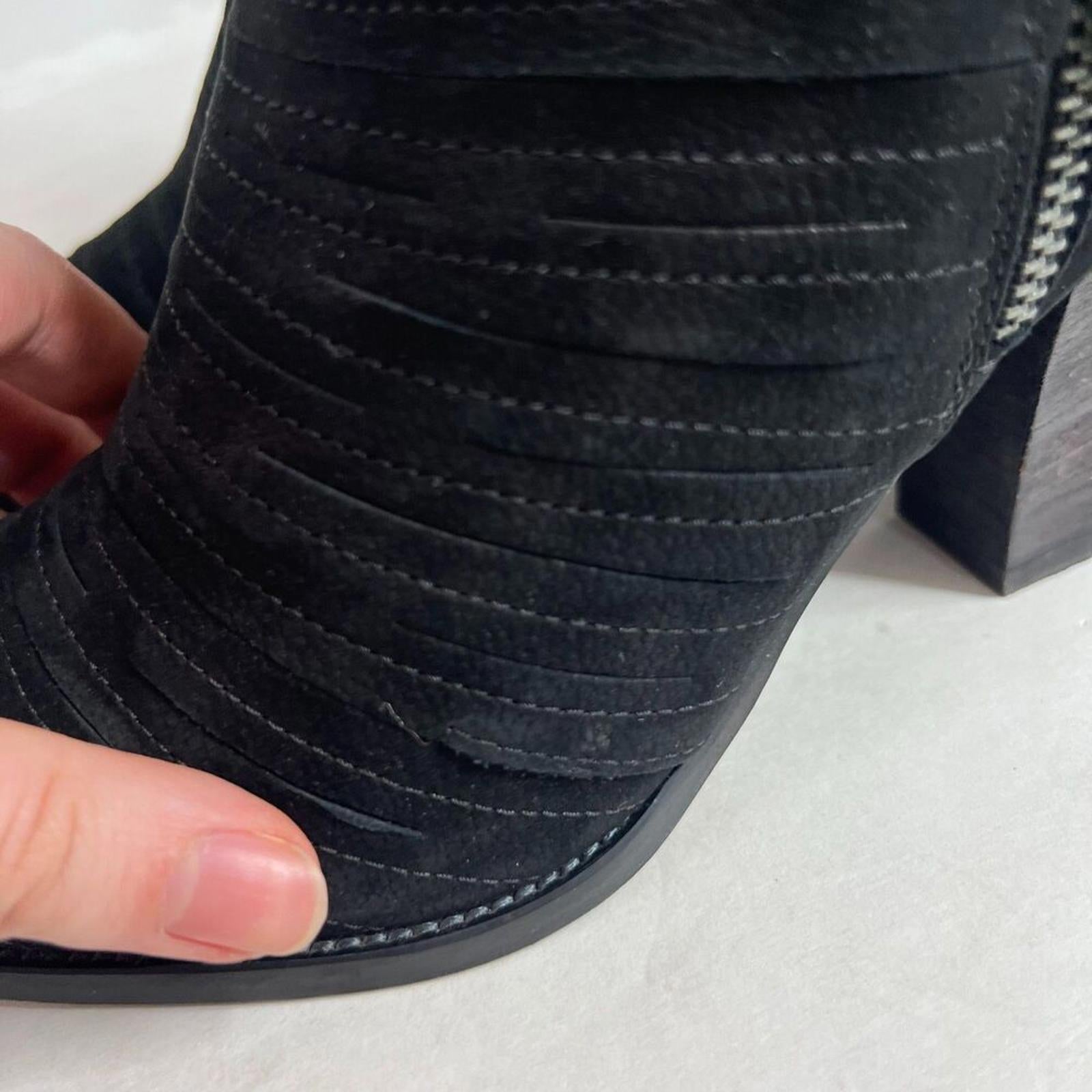 Paul Green Malibu Black Suede Ankle Boots Leather Booties Size 5.5 UK 8 US