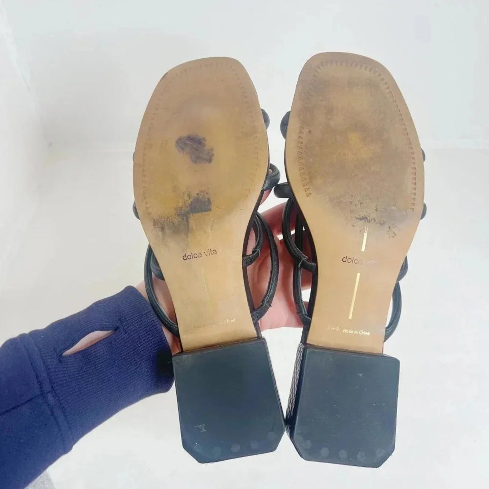 Dolce Vita Hapi Sandal Black Leather Women's Size 9