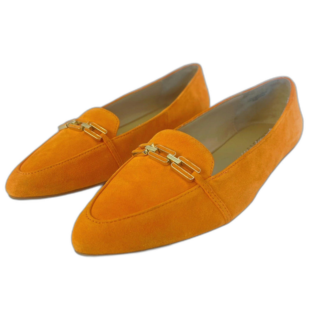 Talbots Francesca Link Suede Driving Flats Orange Pointed Toe Size 8.5