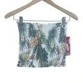 NWT Hot Kiss Green White Tropical Smocked Tube Top Summer Beach Vacation Size M