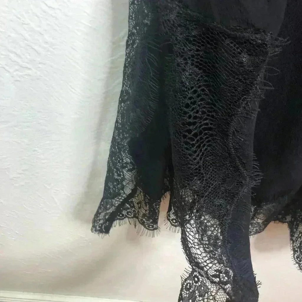 Bardot Black Shift Slip Midi Dress Lace Women's Size 6