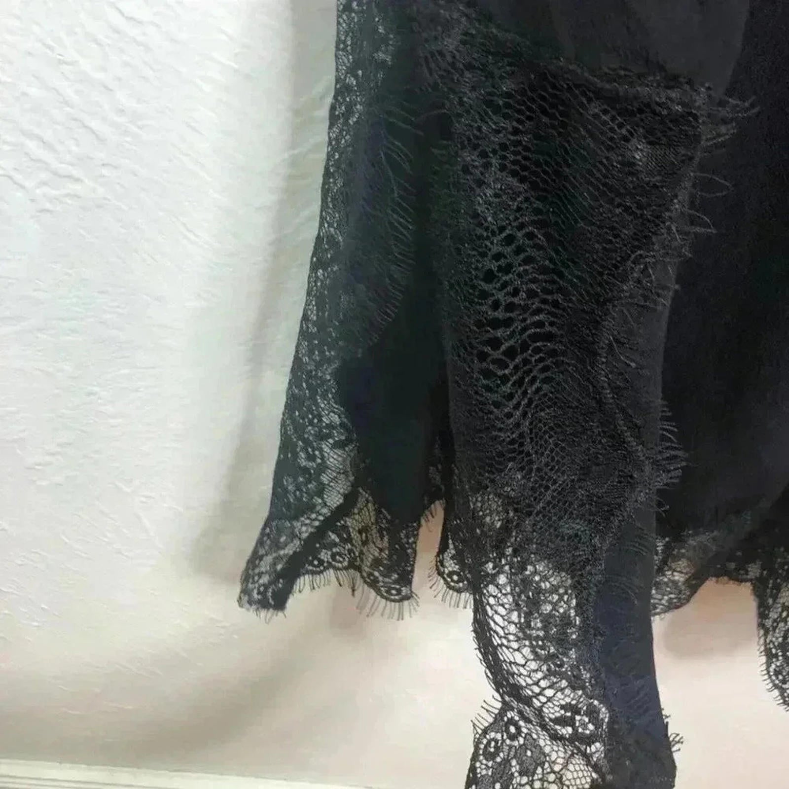 Bardot Black Shift Slip Midi Dress Lace Women's Size 6