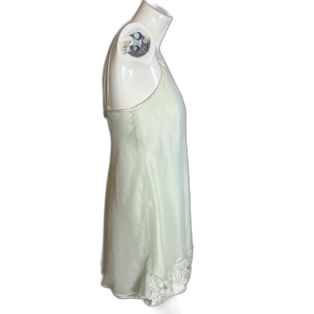Vintage 80s Alexandra Nicole Light Pastel Green Mint Satin Women's Size S
