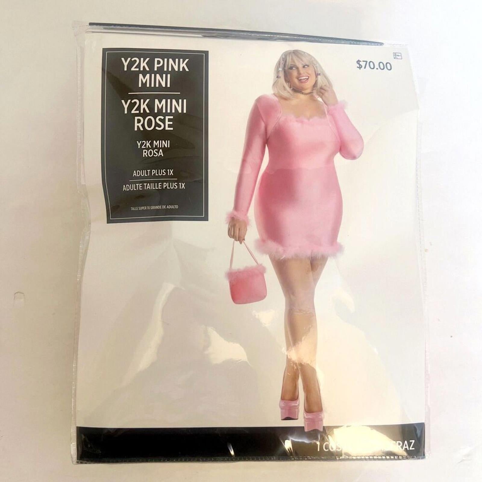NWT y2k Pink Mini Dress Pink Fur Lined Jennifer Coolidge Legally Blonde Size 1X
