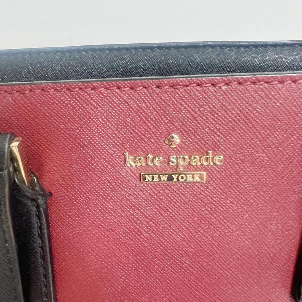 Kate Spade Cameron Street Small Hayden Burgundy Cream Leather Structured Handbag