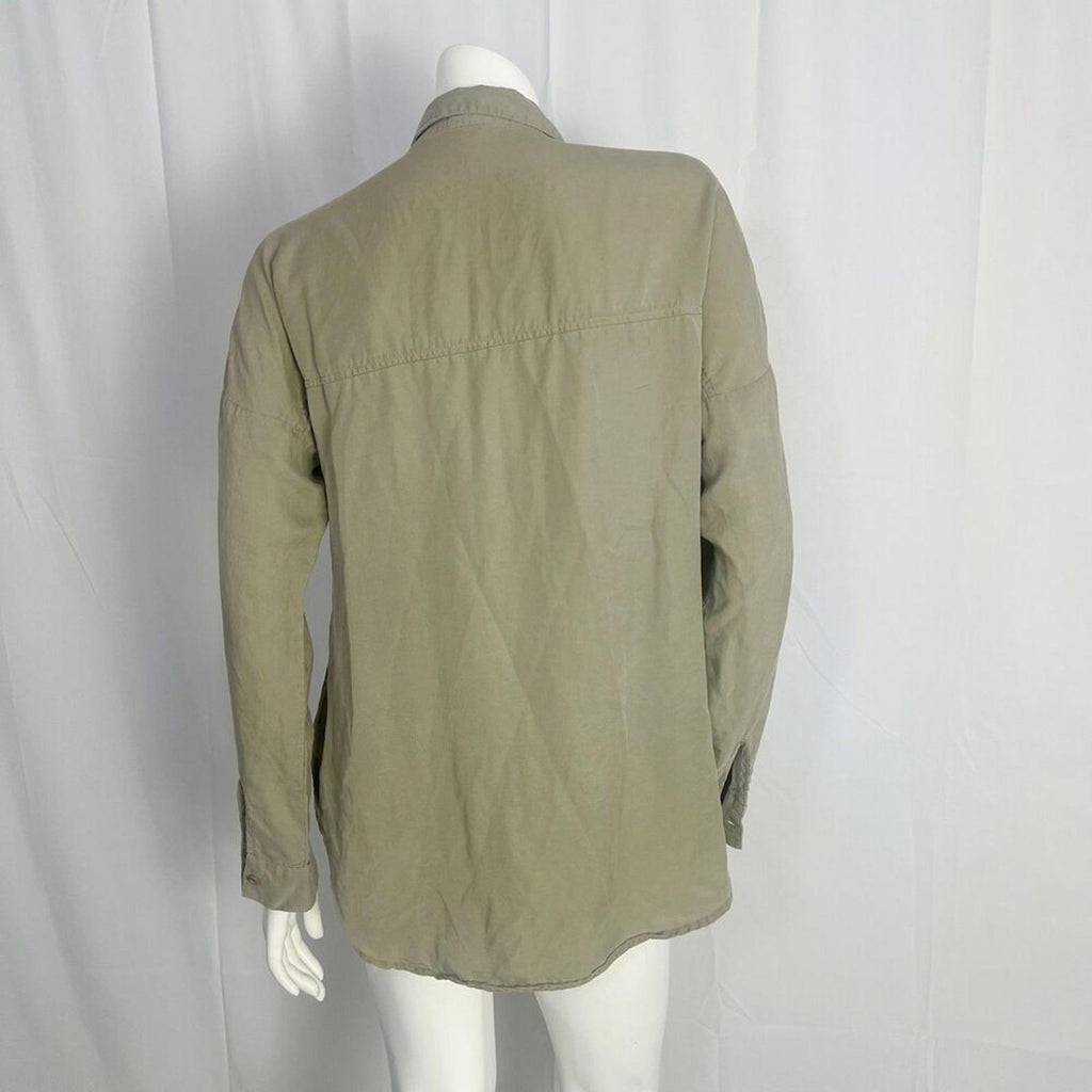 Bella Dahl Khaki Green Long Sleeve Button Up Shirt Women's Size S