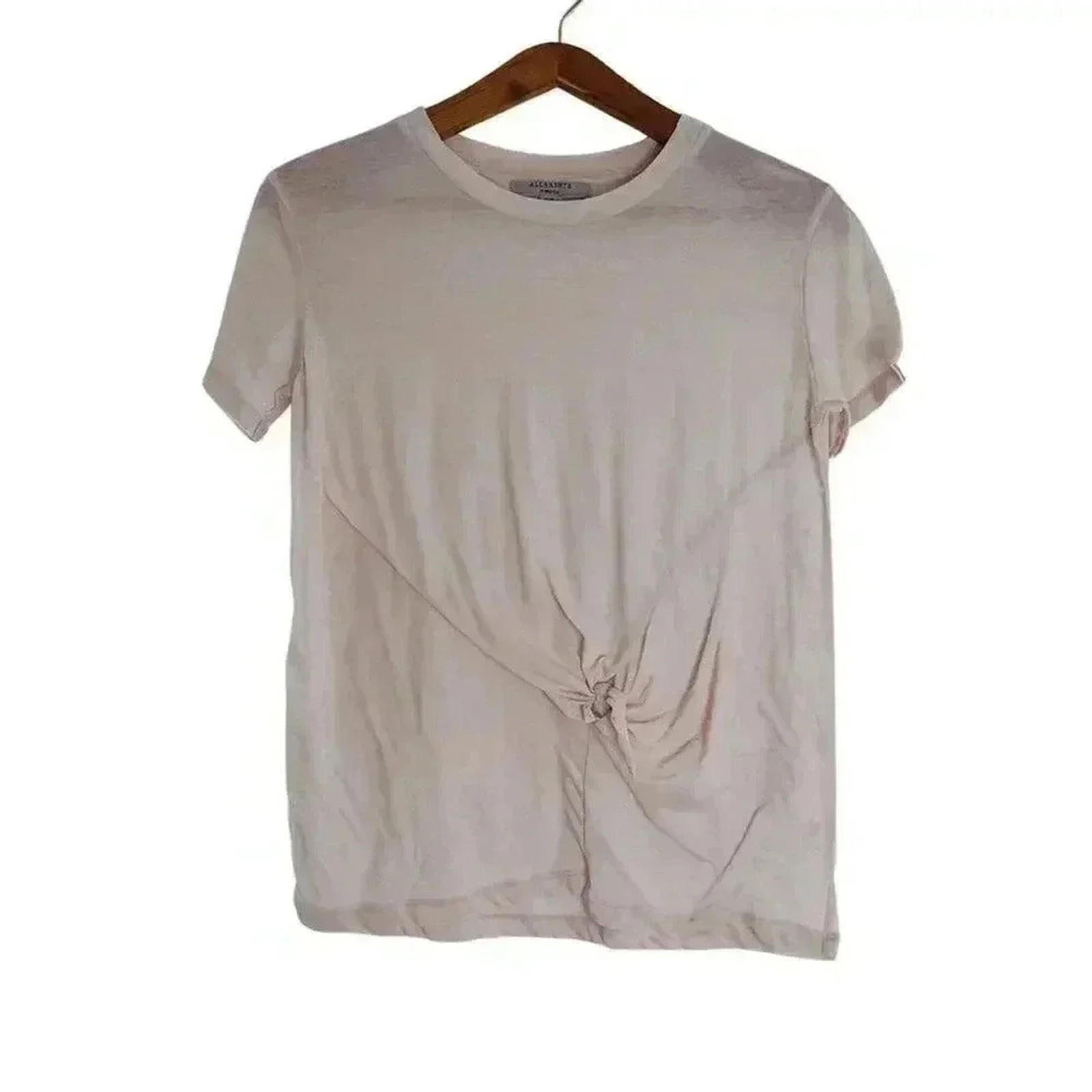 AllSaints Light Pink Knotted Crewneck Tee Women's Size XS Ballerina Pink