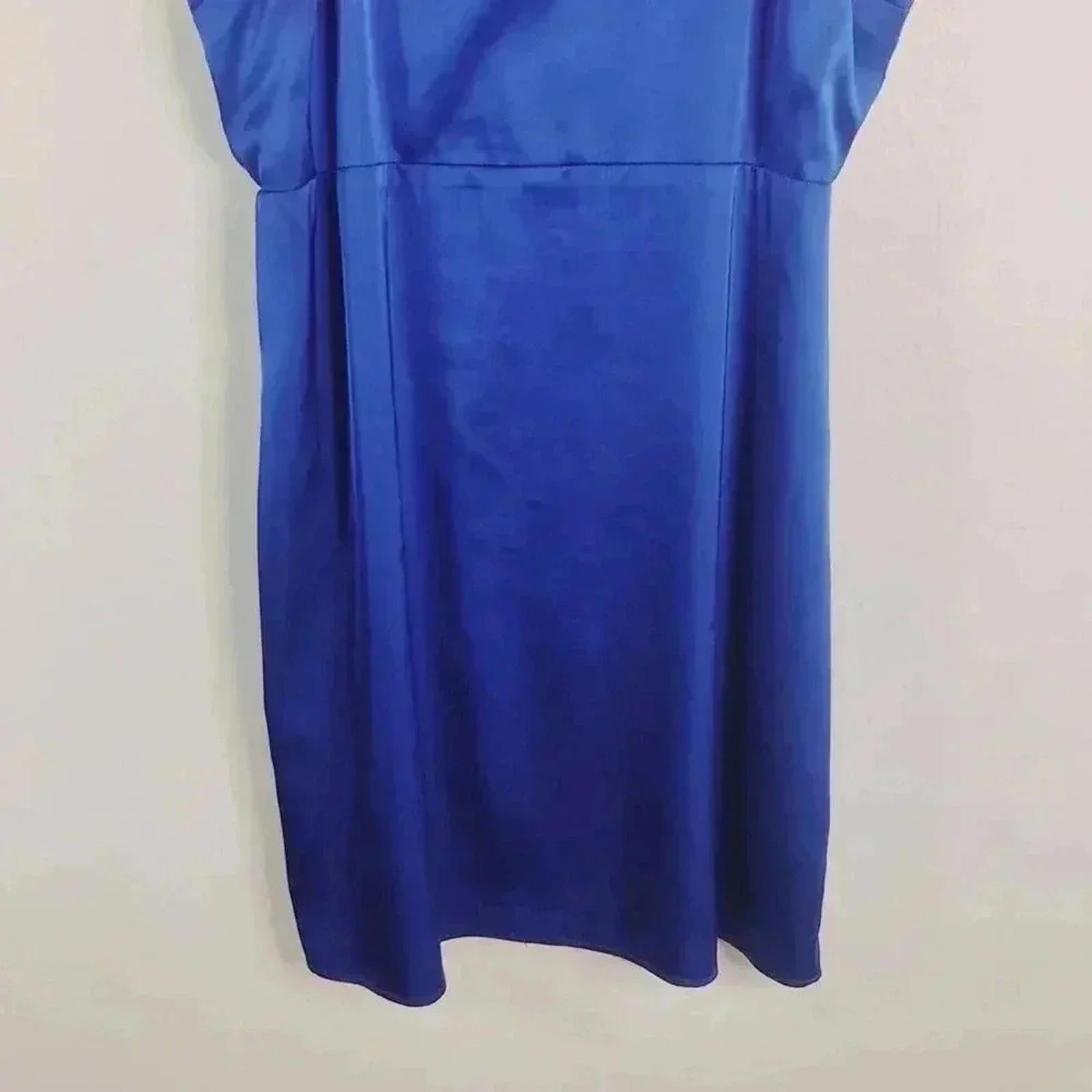 Aqua Electric Blue Satin Mini Dress Formal Cocktail Prom Women's Size M