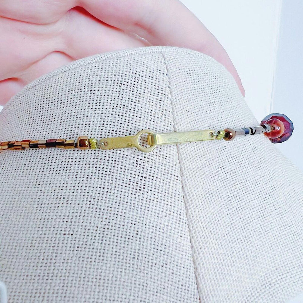 Vintage Flapper Necklace Orange Gold Red Beaded Statement Necklace