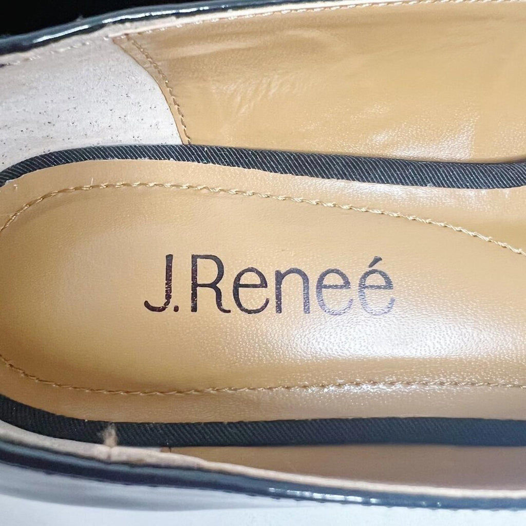 NWOT J Renee Cameo Black Patent Leather Ballet Pump With Bow Women's Size 7 W