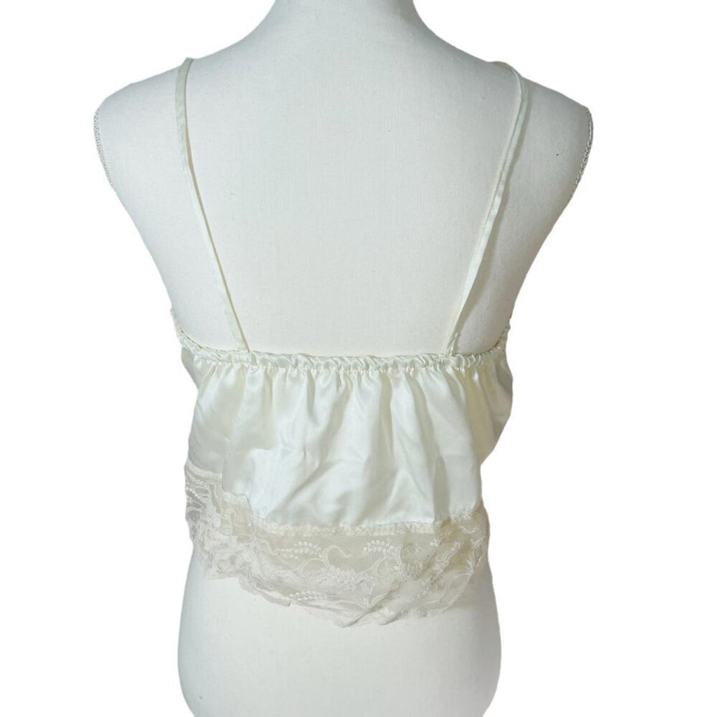 Vintage Millicent Lace Satin Camisole Rosette Coquette Dollette Women's Size M
