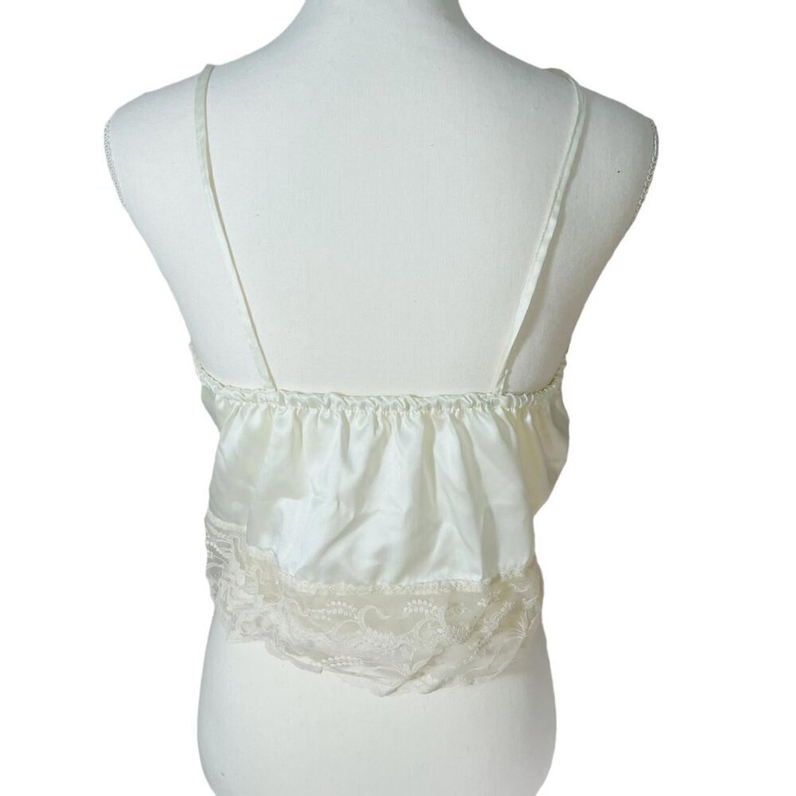 Vintage Millicent Lace Satin Camisole Rosette Coquette Dollette Women's Size M
