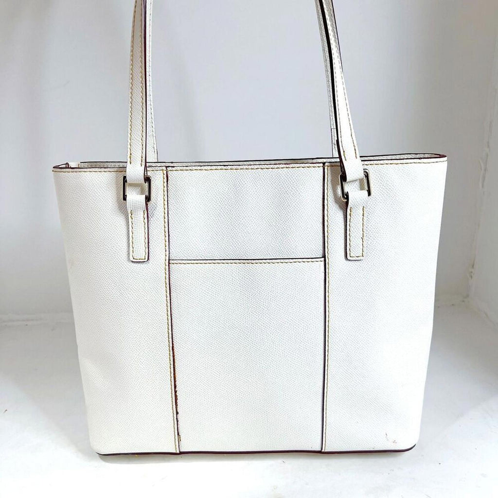 Dooney & Bourke Saffiano Pebble Grain Small Lexington White Leather Tote Bag
