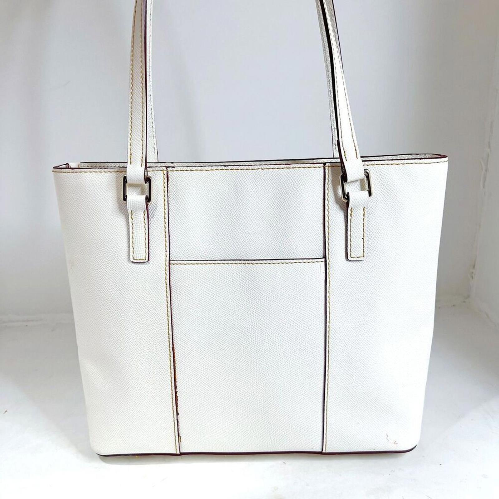 Dooney & Bourke Saffiano Pebble Grain Small Lexington White Leather Tote Bag
