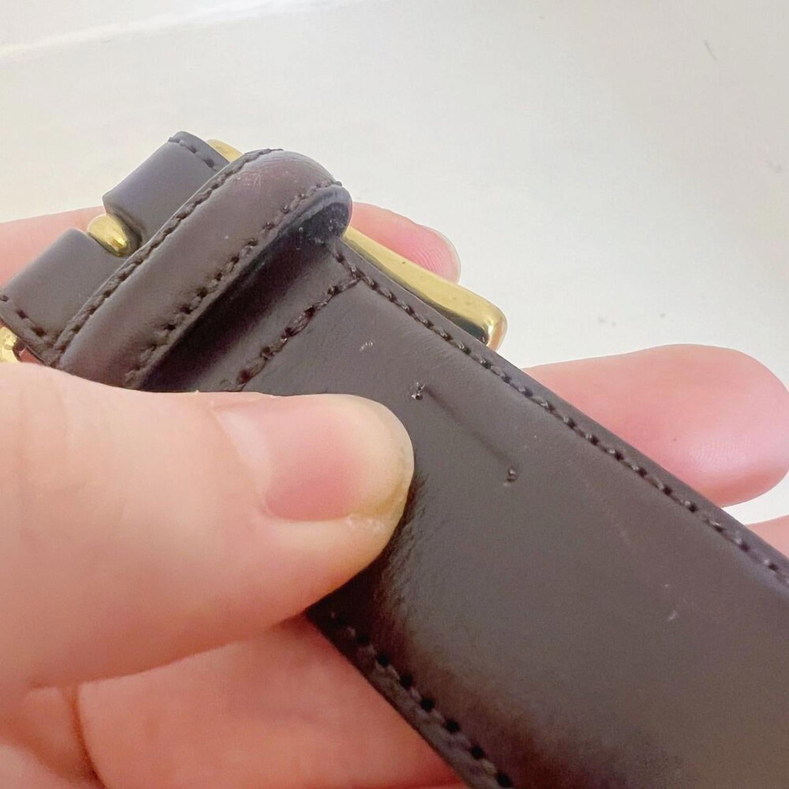 Trafalgar Men's Brown Leather Belt Brass Buckle Gold Size 38