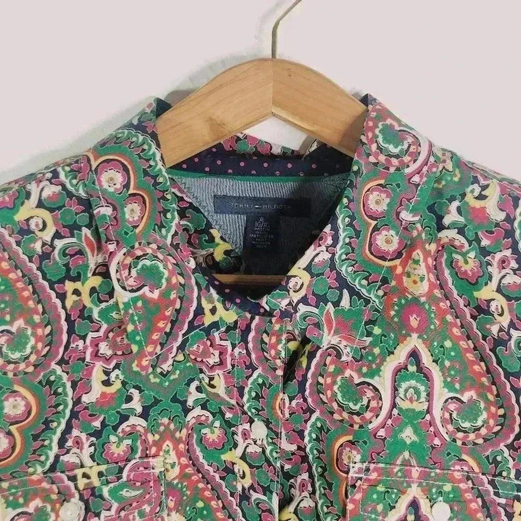 Vintage Tommy Hilfiger Button Down Patterned Shirt Women's Size XL