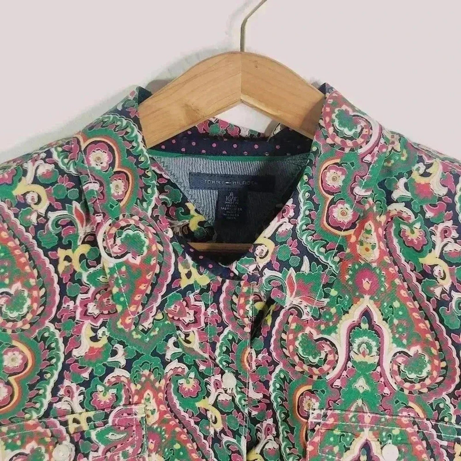 Vintage Tommy Hilfiger Button Down Patterned Shirt Women's Size XL