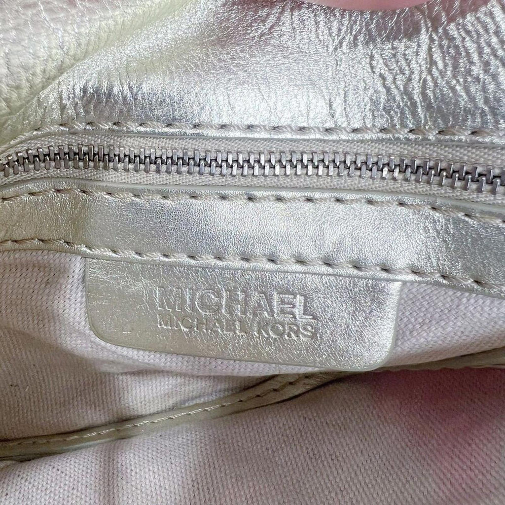 Vintage Michael Kors Fulton Gold Leather Shoulder Bag Silver Chain Purse