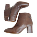 Franco Sarto Ilaria Brown Leather Heeled Booties Boots Women's Size 9.5