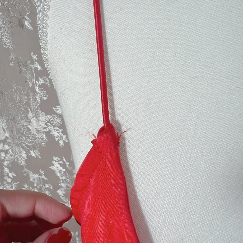 Pretty Little Thing PLT Red Satin V Neck Long Maxi Dress Backless Formal Size 10