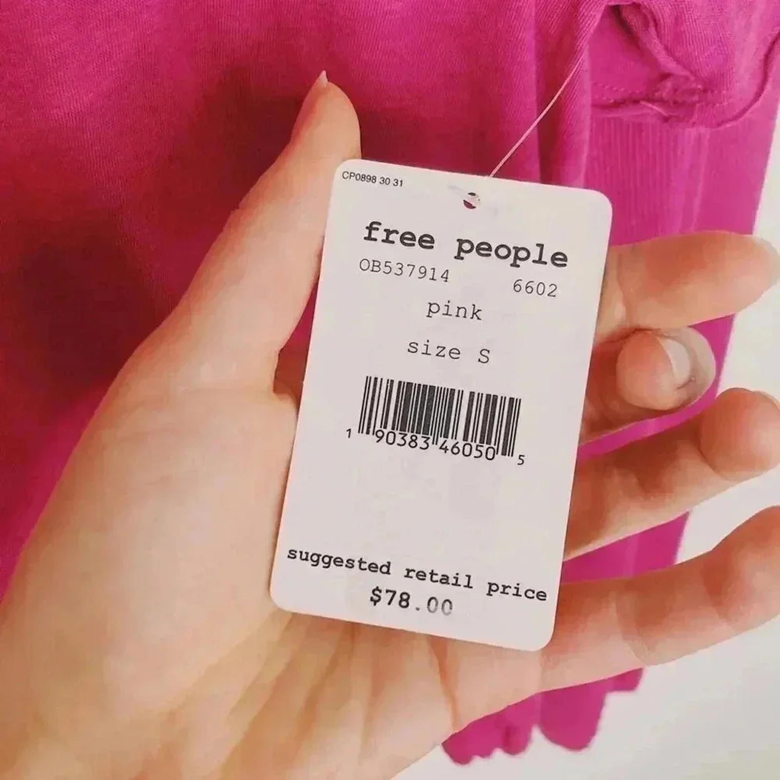 NWT Free People We the Free Long Sleeved Pink Fuscia Top Women's Size XS