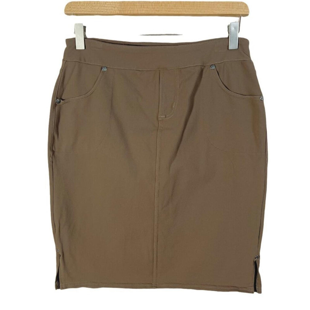 Athleta Brown Pull on Skirt Knee Length Pencil Skirt Women's Size S T