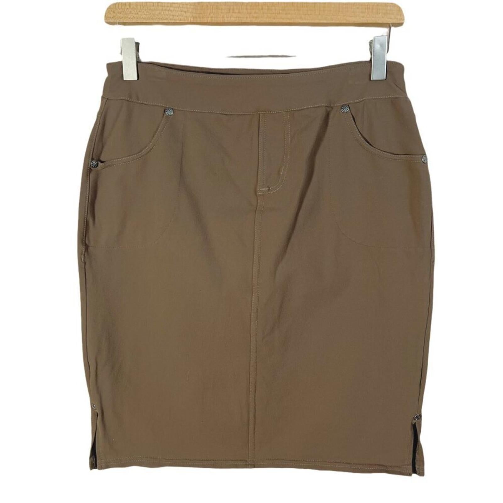 Athleta Brown Pull on Skirt Knee Length Pencil Skirt Women's Size S T