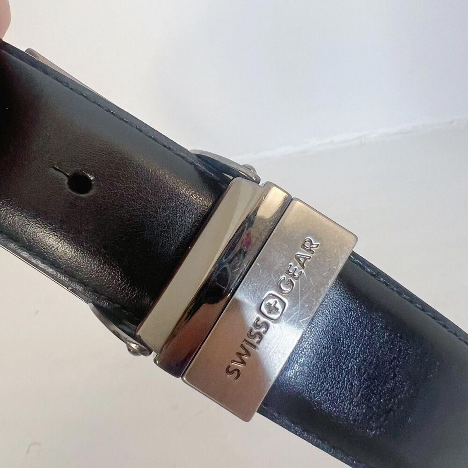 Swiss Gear Men's Black Leather Reversible Belt Size 34 36