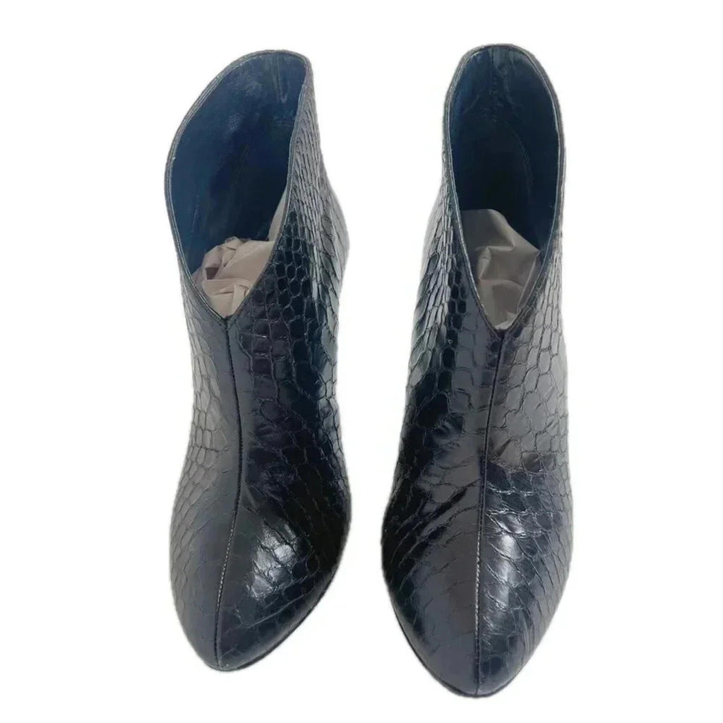 Vince Camuto Caden Black Snake Print Heeled Booties Women's Size 6.5