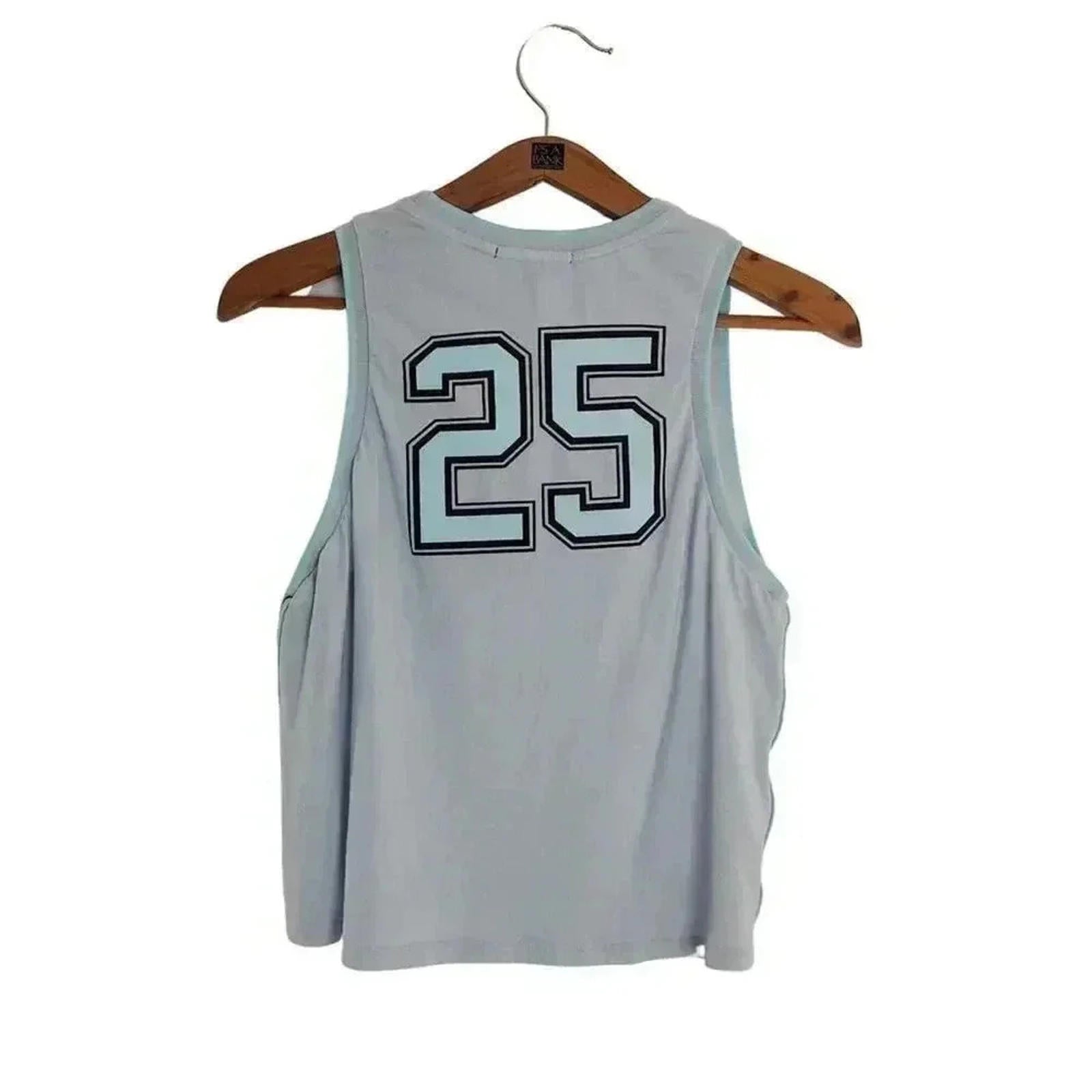 ❤️ 3/$15 Forever 21 Cropped Sporty Elite Striped Tank Grey Blue Women's Size M