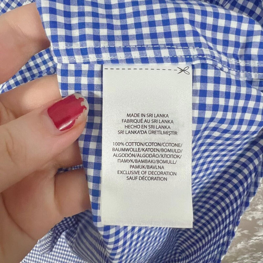 POLO Ralph Lauren Men's Blue and White Gingham Long Sleeve Button Down Size XL